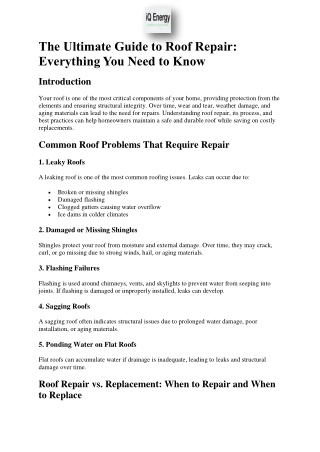 The Ultimate Guide to Roof Repair