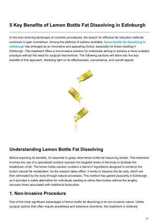5 Key Benefits of Lemon Bottle Fat Dissolving in Edinburgh