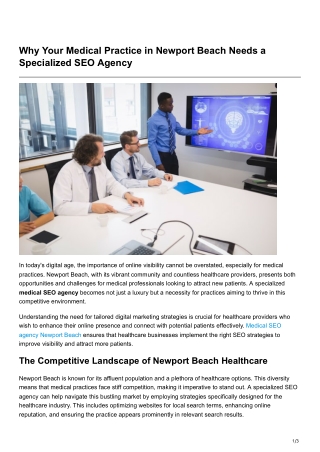 Why Your Medical Practice in Newport Beach Needs a Specialized SEO Agency