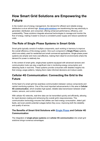 How Smart Grid Solutions are Empowering the Future
