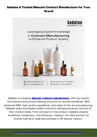 sadatan a trusted skincare contract manufacturer