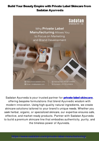 Sadatan Leading Private Label Skincare & Contract Manufacturer in India
