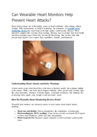 Can Wearable Heart Monitors Help Prevent Heart Attacks
