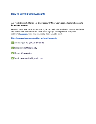 How To Buy Old Gmail Accounts