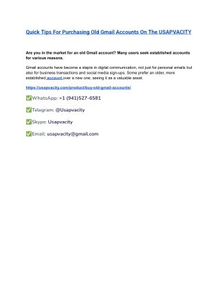 Quick Tips For Purchasing Old Gmail Accounts On The USAPVACITY