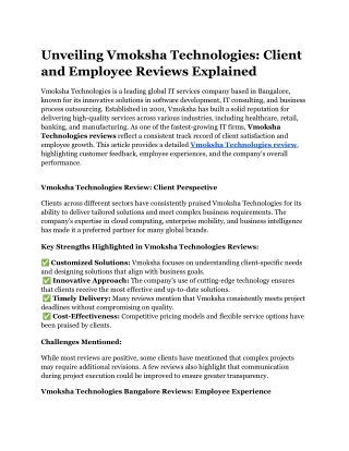 Unveiling Vmoksha Technologies_ Client and Employee Reviews Explained