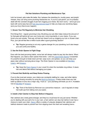 Pet Hair Solutions Plumbing and Maintenance Tips