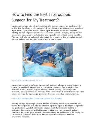 How to Find the Best Laparoscopic Surgeon for My Treatment