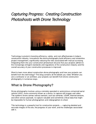 Capturing Progress  Creating Construction Photoshoots with Drone Technology