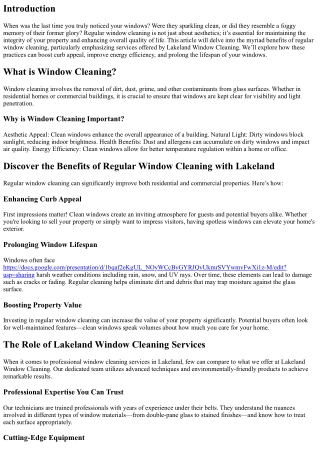 Discover the Benefits of Regular Window Cleaning with Lakeland