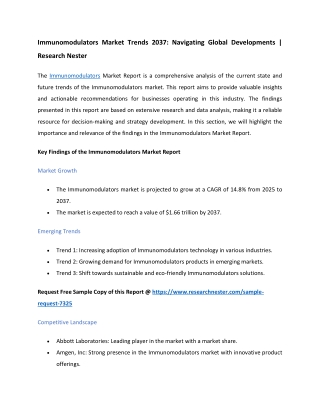 Immunomodulators Market Size 2037