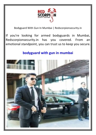 Bodyguard With Gun In Mumbai  Redscorpionsecurity.in