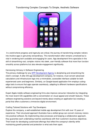TransformingComplexConceptsToSimpleAestheticSoftware