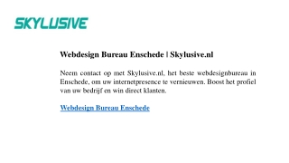 webdesign bureau enschede skylusive nl