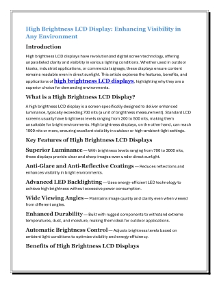 high brightness lcd display enhancing visibility