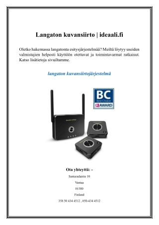 langaton kuvansiirto ideaali fi