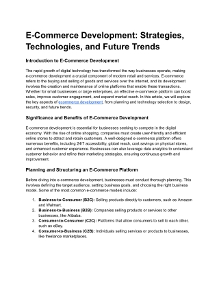 e commerce development strategies technologies