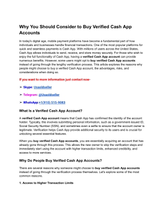 Why You Should Consider to Buy Verified Cash App Accounts