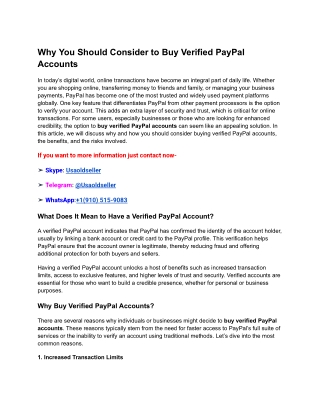 Why You Should Consider to Buy Verified PayPal Accounts