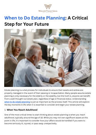 When to Do Estate Planning - A Critical Step for Your Future
