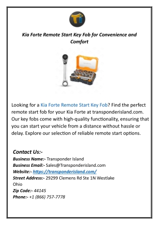 Kia Forte Remote Start Key Fob for Convenience and Comfort