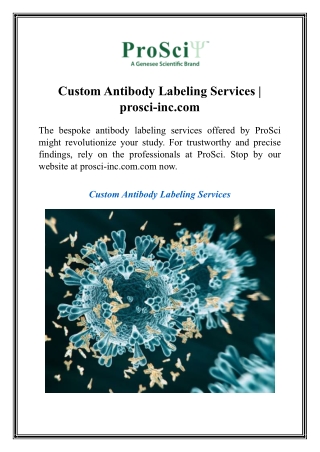 custom antibody labeling services prosci inc com