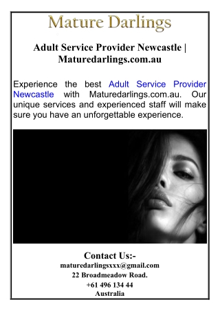 Adult Service Provider Newcastle | Maturedarlings.com.au