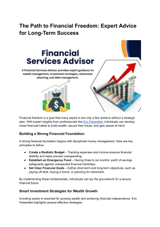 Achieve Financial Freedom: Expert Insights from Eric Felsenfeld