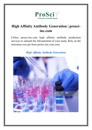 High Affinity Antibody Generation prosci-inc.com