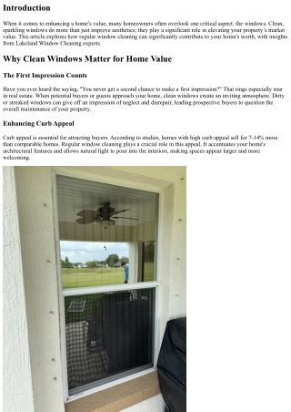 How Regular Window Cleaning Improves Your Home's Value - Courtesy of Lakeland