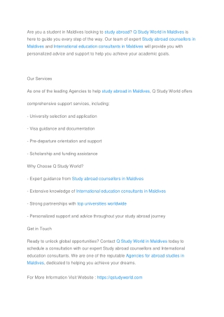 Unlock Global Opportunities with Q Study World in Maldives