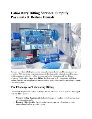 Laboratory Billing Services: Simplify Payments & Reduce Denials