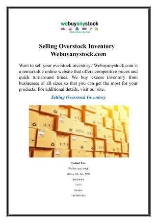 Selling Overstock Inventory  Webuyanystock.com