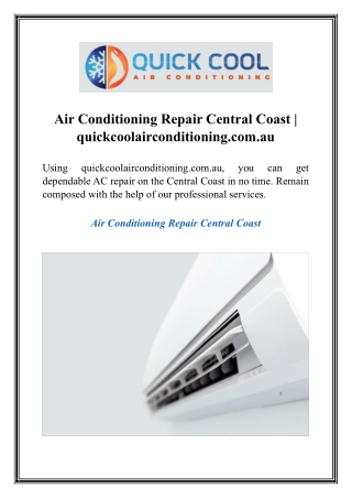 Air Conditioning Repair Central Coast  quickcoolairconditioning.com.au