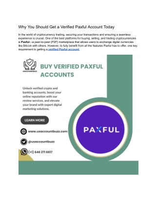 Why You Should Get a Verified Paxful Account Today