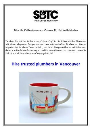 Stilvolle Kaffeetasse aus Colmar für KaffeelieZbhaber