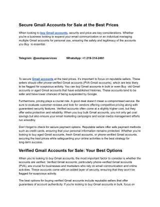 secure gmail accounts for sale at the best prices