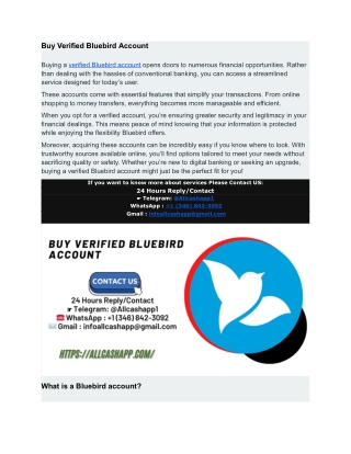 Top Place To Buy Verified Bluebird Account