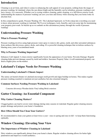 Pressure Washing 101: The Lakeland Approach