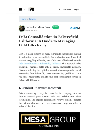 Debt Consolidation in Bakersfield, California A Guide to Managing Debt Effectively