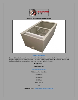 Burtons Bio ChambeBurtons Bio Chamber | Beacon Koir