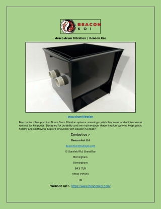 draco drum filtration | Beacon Koi