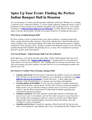 Finding the Perfect Indian Banquet Hall in Houston