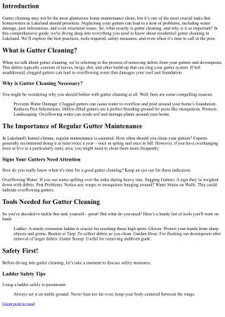 Lakeland's Comprehensive Guide to Residential Gutter Cleaning