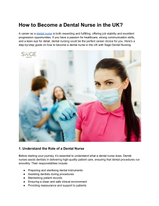 How to Become a Dental Nurse in the UK