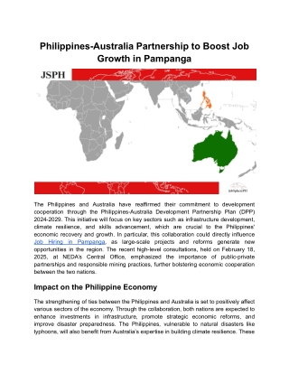 Philippines-Australia Partnership to Boost Job Growth in Pampanga