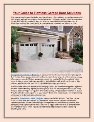 Your Guide to Flawless Garage Door Solutions