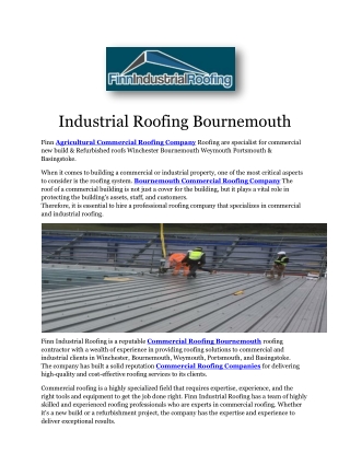 Industrial Roofing Contractors Dorset