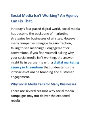 Social Media Isn't Working? An Agency Can Fix That.