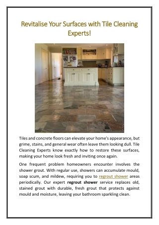 Revitalise Your Surfaces with Tile Cleaning Experts!